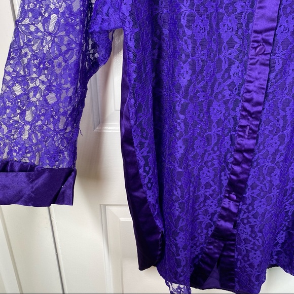 Victoria’s Secret Vintage Gold Label Purple Sheer Lace Nightgown - Picture 4 of 8